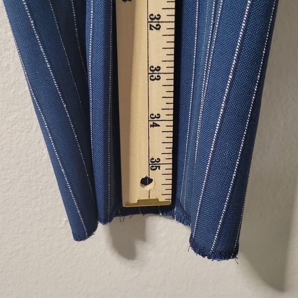 Zanetti Men's Size 36R Raw Hem Navy Stripe Slim Fit Pzem 100% Wool Dress Pants - Picture 7 of 8